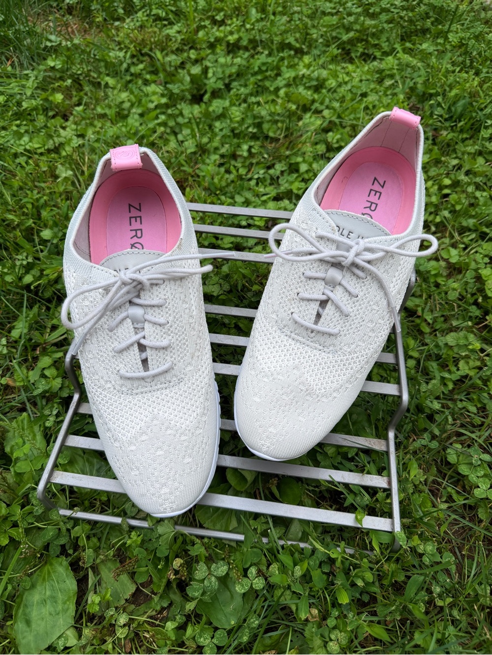 Cole Haan White Knit Sneakers with Pink Insole